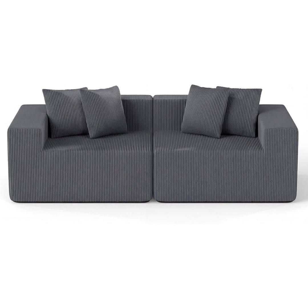 Gris fonce, canape convertible en tissu style vintage