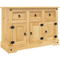 Buffet grand espace de rangement orange 3 portes et 3 tiroirs