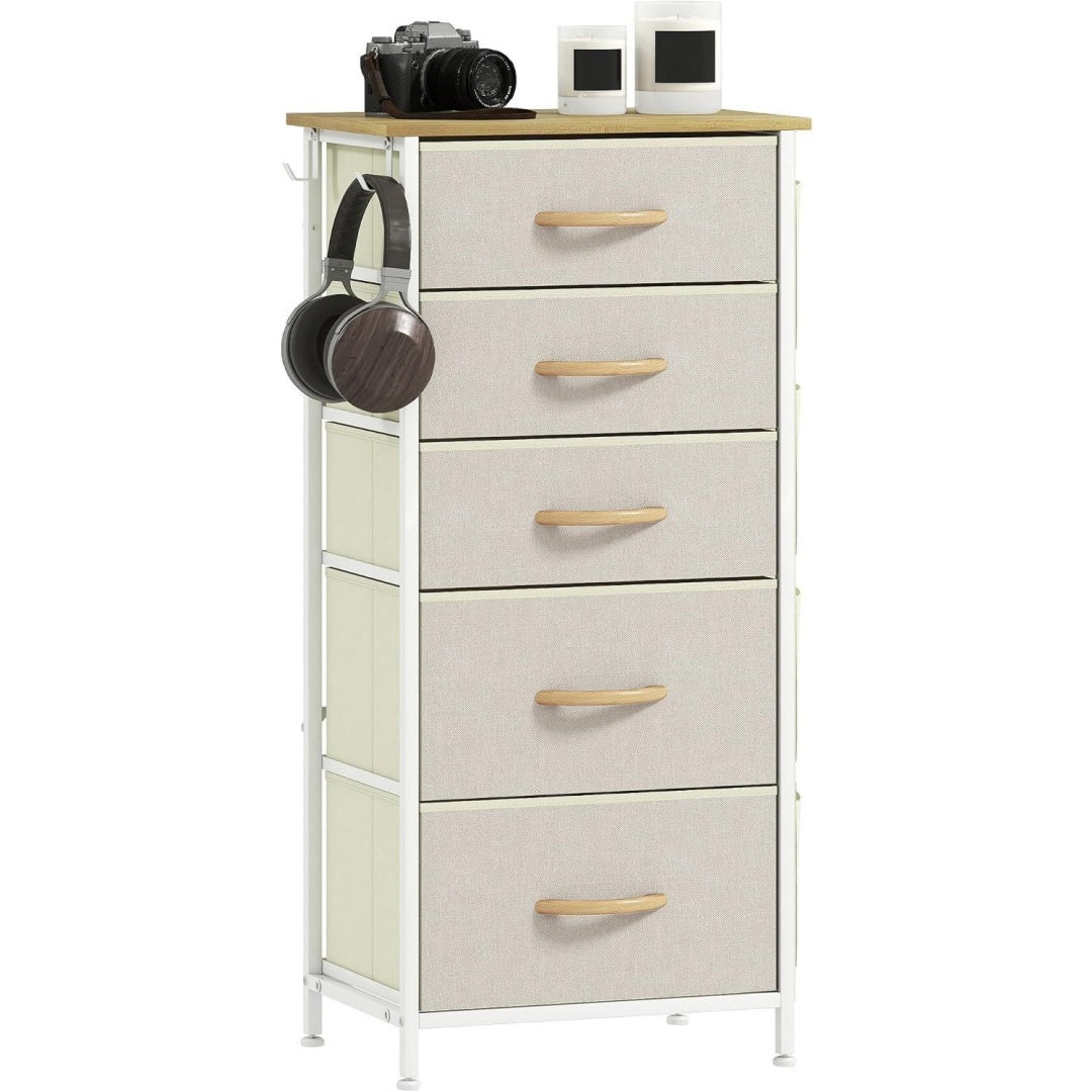 Commode en MDF et acier gris clair
