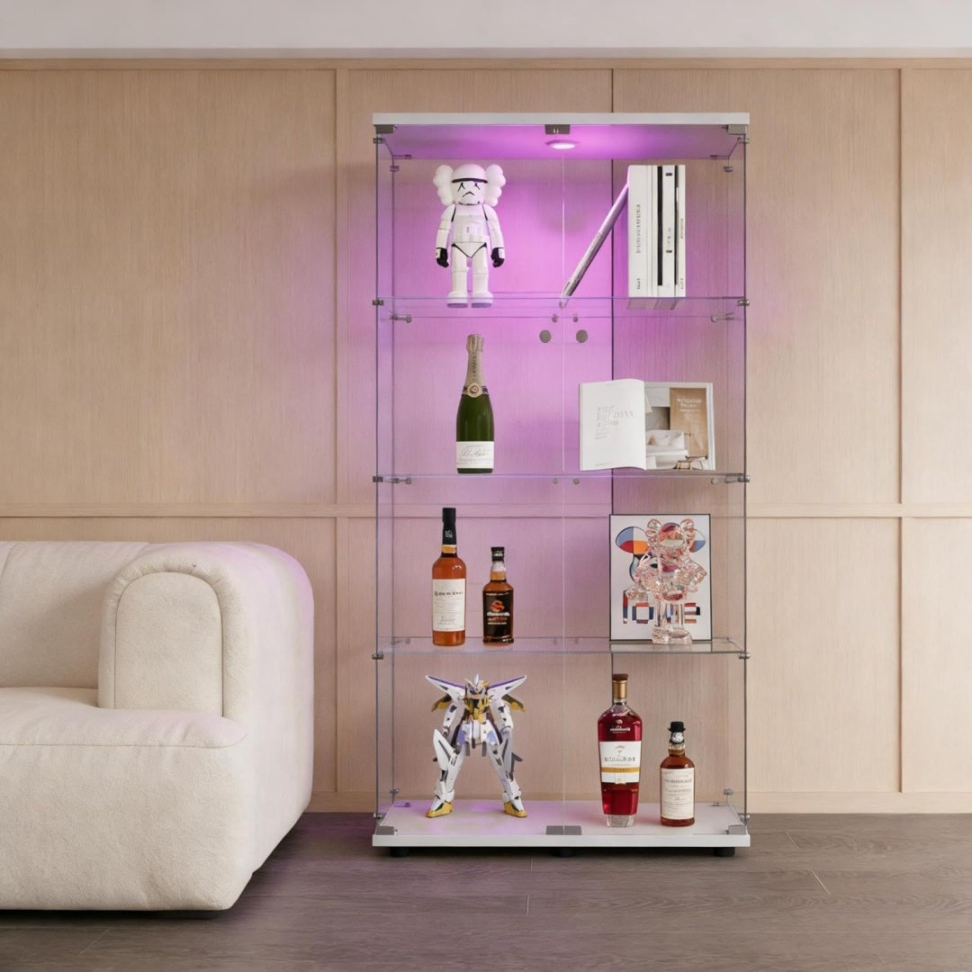 Rangement bureau, vitrine dexposition rose en panneau de particules 2 portes
