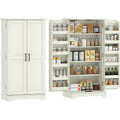 Enfilade gris clair 5 etageres reglables, bois ingenierie et finition rustique