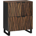 Polyvalent, meuble de rangement marron en bois style rustique avec rangement integre