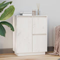 Buffet en bois massif, trois portes finition gris clair