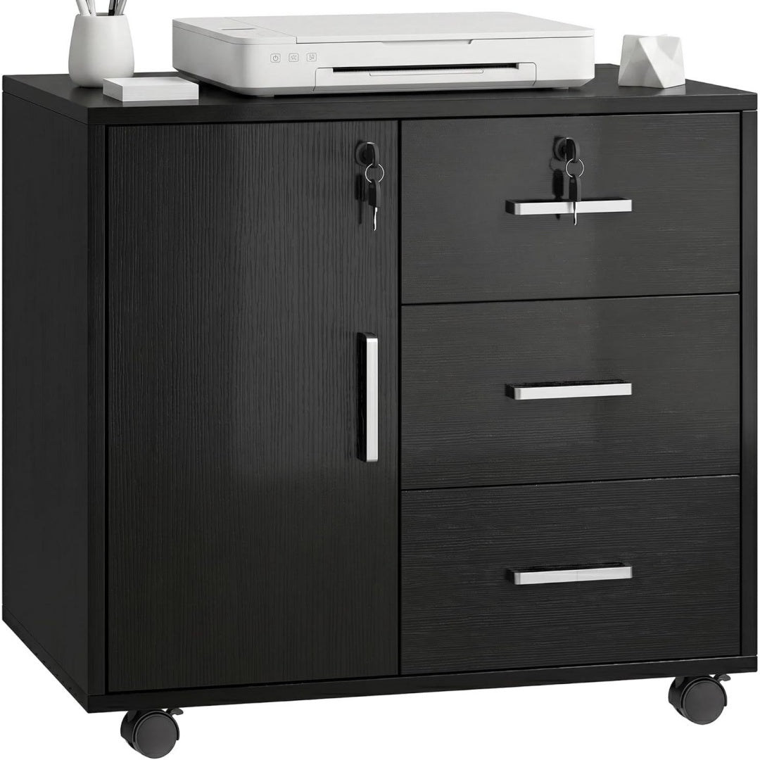 Armoire de rangement en chene, noir style epure