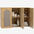 Meuble suspendu etageres reglables marron 3 portes