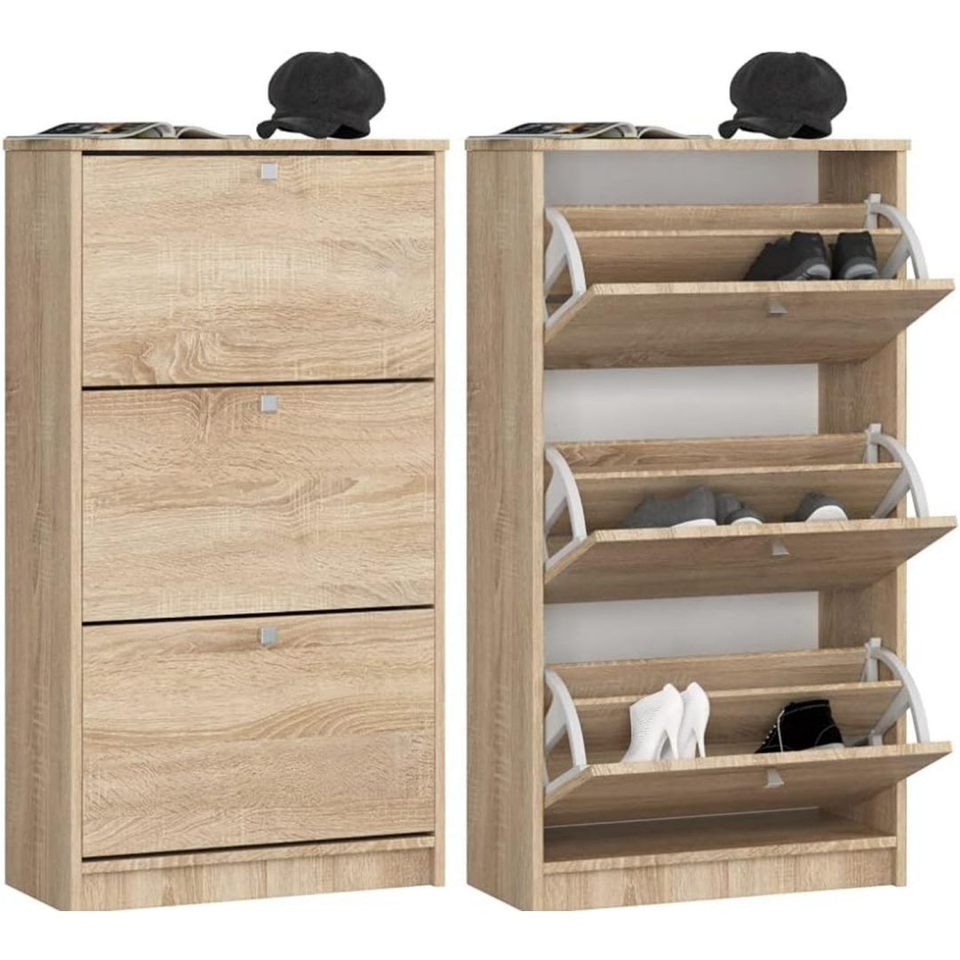 Contemporain, rangement a chaussures marron en bois