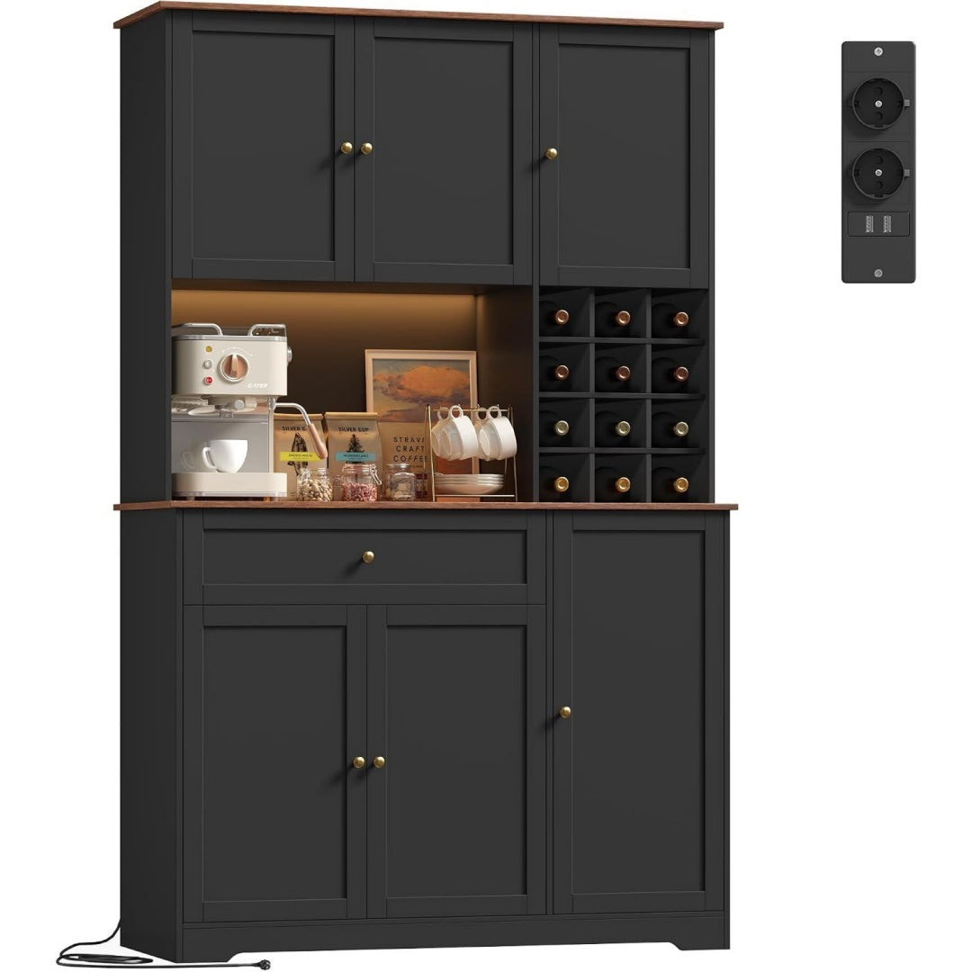 180 x 39 x 100 cm buffet gris fonce avec eclairage LED
