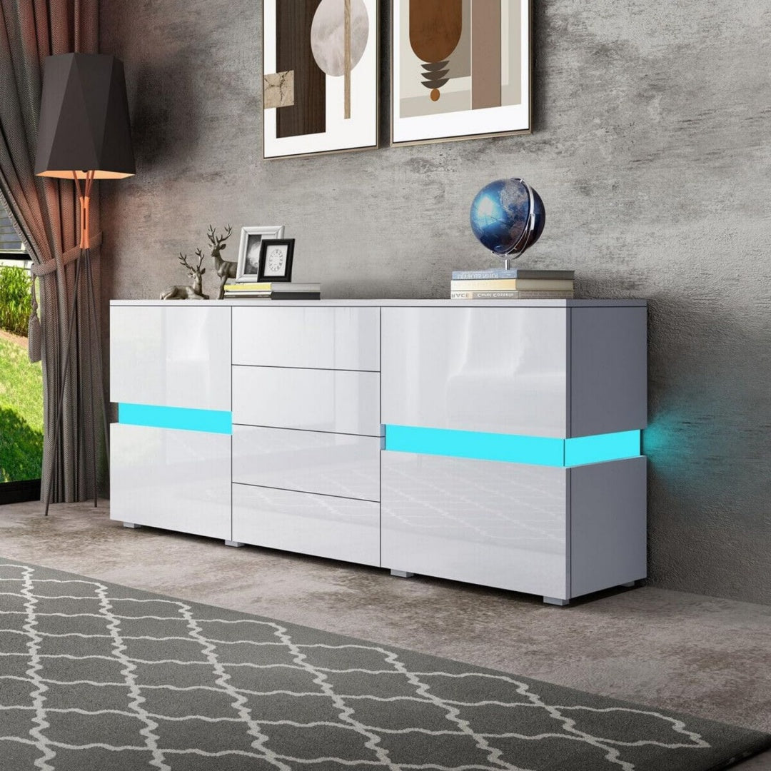 Meuble TV avec eclairage LED gris contemporain