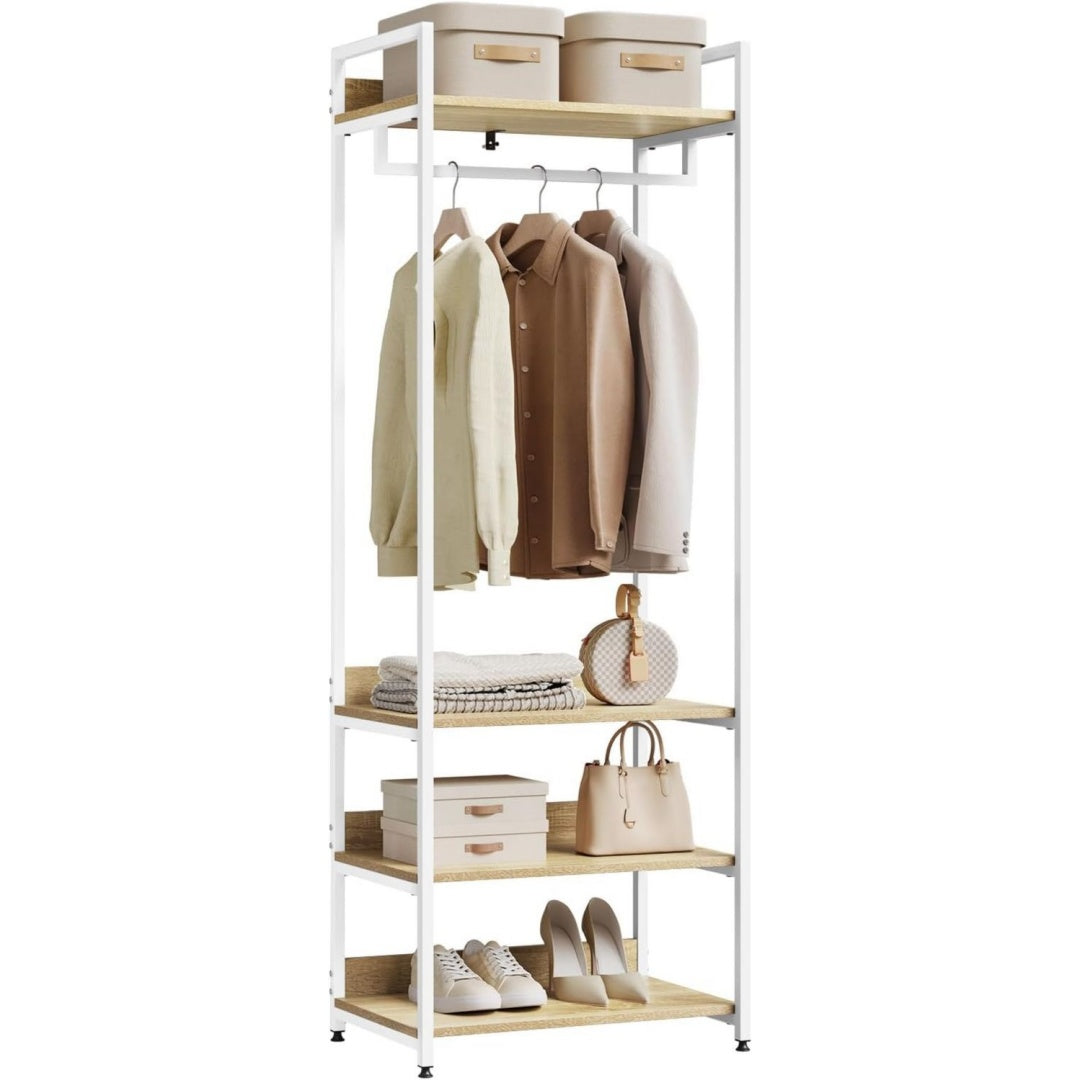 Penderie sur pied gris clair en bois