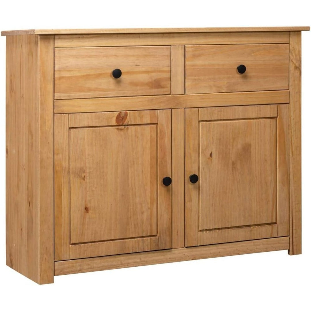 Buffet marron fonctionnel installation murale 2 portes et 4 tiroirs