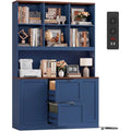 Bibliotheque installation murale bleu fonce 116 x 40 x 182 cm