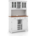 Buffet gris clair, rangement, trois tiroirs, usage domestique