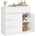 Meuble bas design moderne gris clair 5 etageres, materiau durable