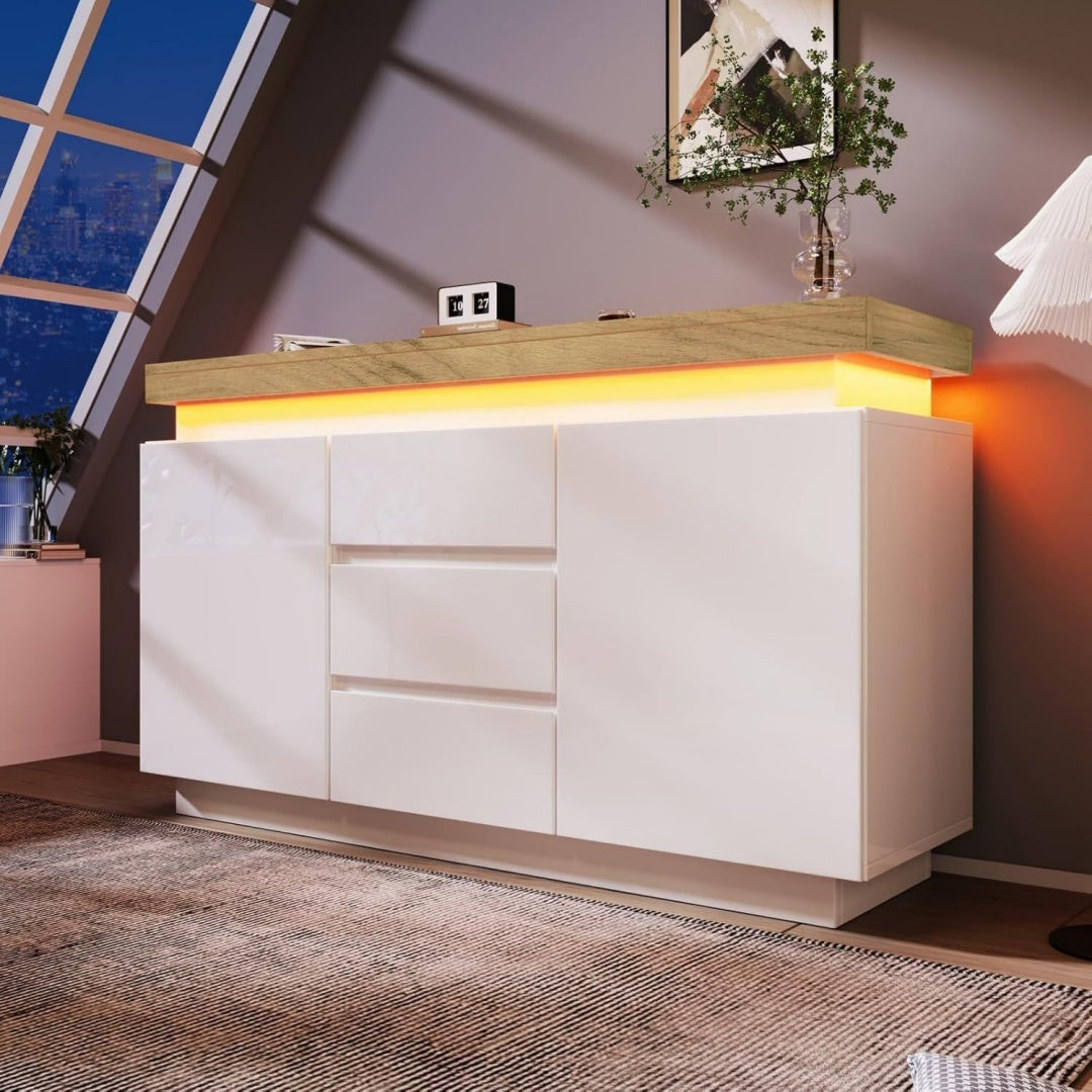 Grise commode assemblage facile 2 portes et 3 tiroirs