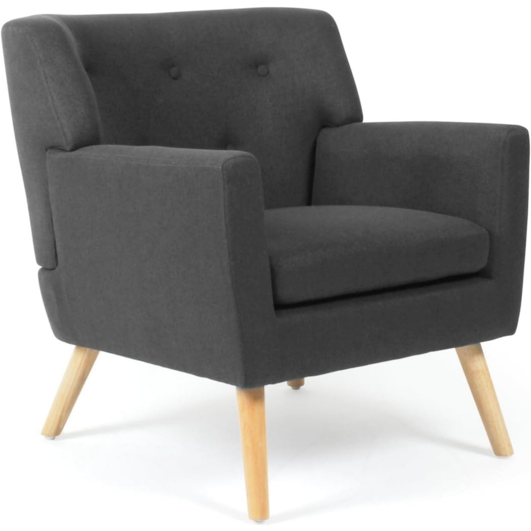 Fauteuil relax en tissu gris fonce, esprit rustique