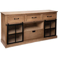 Enfilade marron metal a 2 portes 4 tiroirs 1 etagere