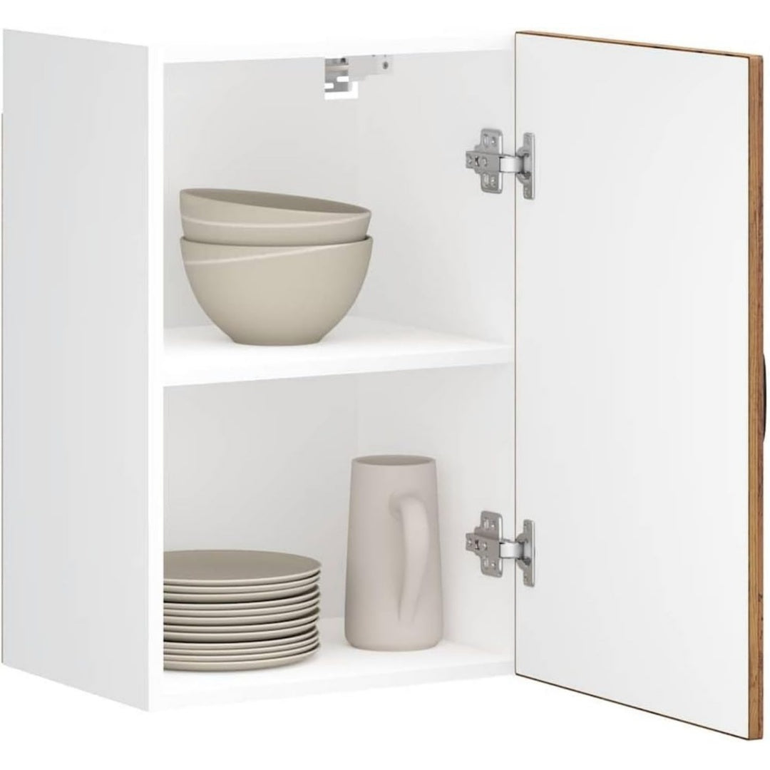 Armoire colonne gris clair, hevea, style contemporain