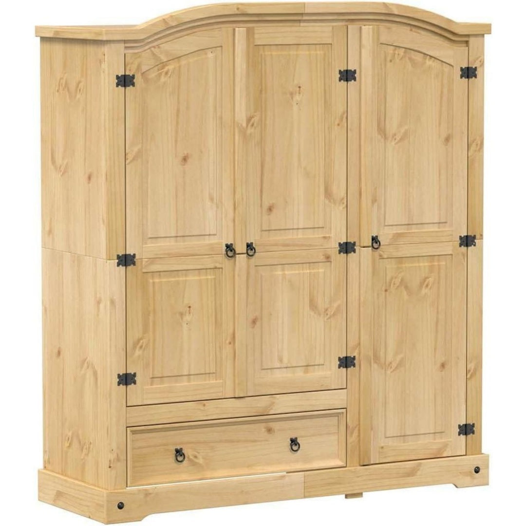 Armoire marron en bois de pin et acier