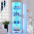 Vitrine d'exposition design moderne gris clair 4 etageres, verre durable