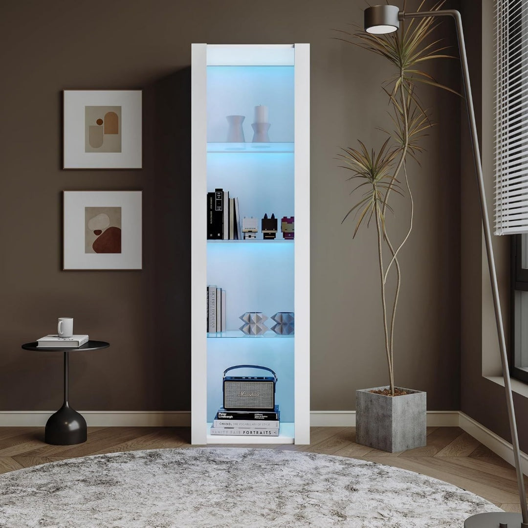 Vitrine d'exposition rose 3 etageres de rangement, bois ingenierie style contemporain