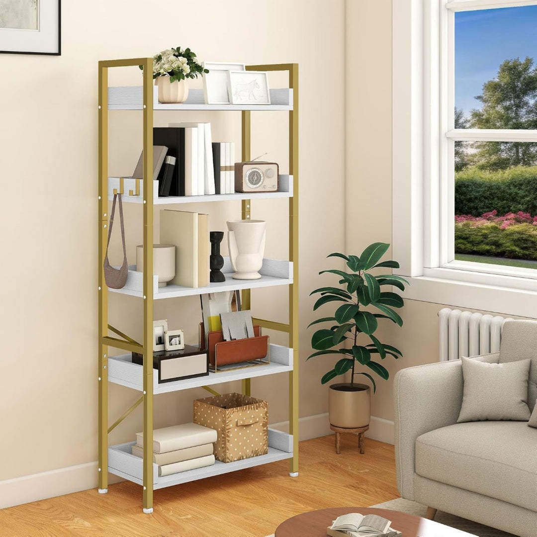 Bibliotheque industrielle en metal et verre