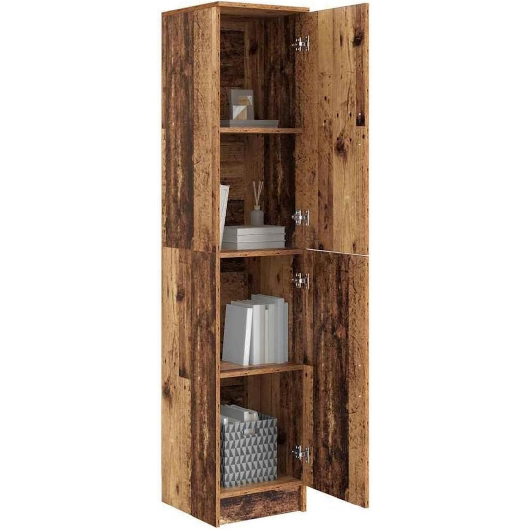 Credence marron avec prises USB, 35 x 39 x 168 cm